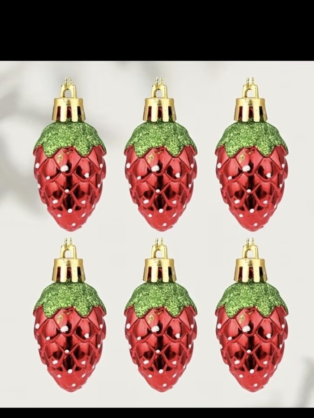 Strawberry Shaped Ornaments 6pk NEW